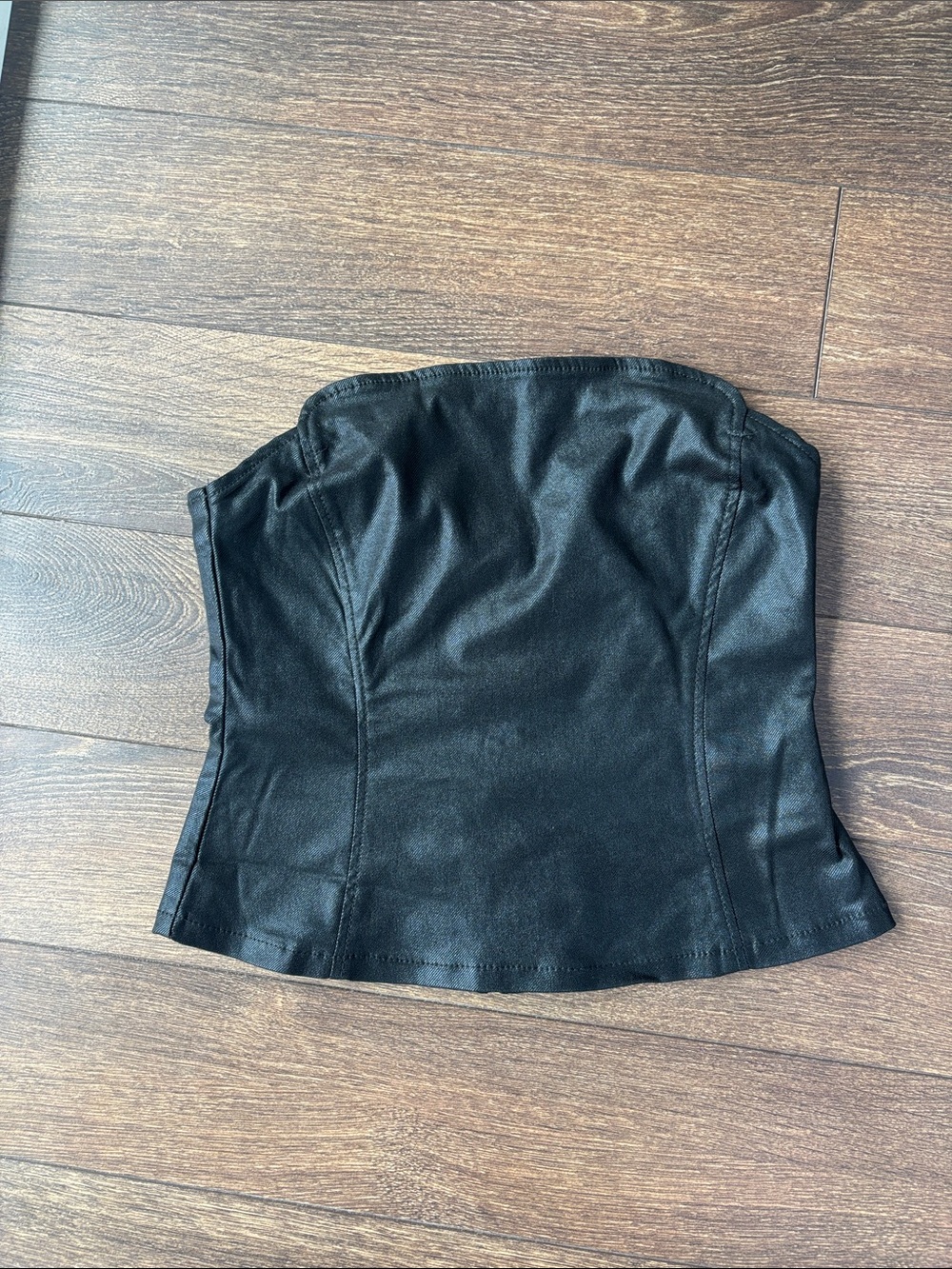 Women’s Black Faux Leather Strapless top